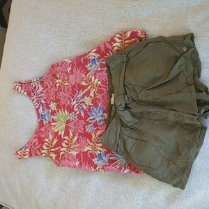 Girls Roxy Girl crossback tank and pull on short NWOT